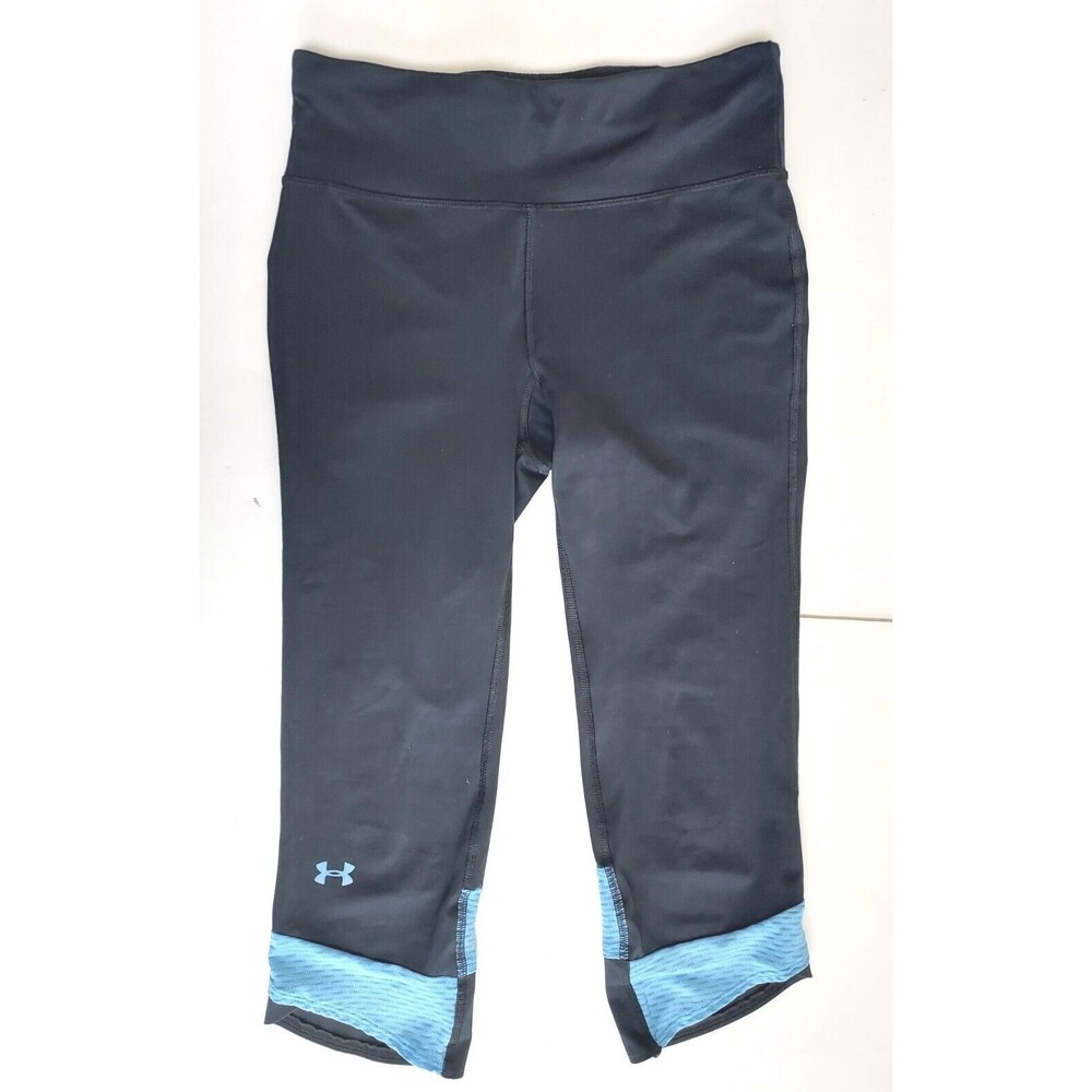 Ladies Under Armour UA Fly-By Compression Capri Leggings Black/Blue Size S
